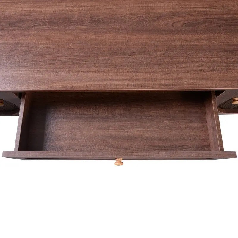 Meuble TV en rotin pour téléviseurs jusqu'à 75 pouces, meuble console multimédia avec pieds en bois massif