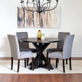 Table et chaises de salle à manger compactes avec garniture cloutée chromée pour cuisine
