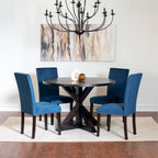 Table et chaises de salle à manger compactes avec garniture cloutée chromée pour cuisine