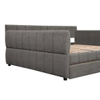 Lit de repos Queen Size, plateforme rembourrée avec USB et 2 tiroirs, canapé-lit à rayures verticales, méridienne, causeuse