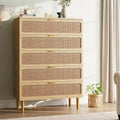 Commode 5 tiroirs en rotin pour chambre et couloir