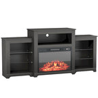 Meuble TV de 81 cm de hauteur avec cheminée, pour téléviseurs jusqu'à 80 po - Télécommande, chauffage écoénergétique, bande lumineuse de 16 couleurs