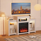 Meuble TV de 81 cm de hauteur avec cheminée, pour téléviseurs jusqu'à 80 po - Télécommande, chauffage écoénergétique, bande lumineuse de 16 couleurs