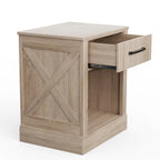 Table de chevet rustique en bois avec tiroir et étagère