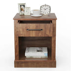 Table de chevet rustique en bois avec tiroir et étagère