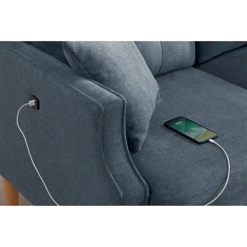 Canapé 3 places en tissu imperméable avec port de charge USB