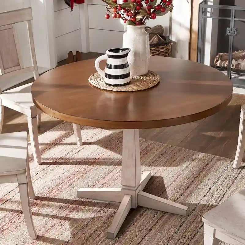 Table à manger ronde bicolore