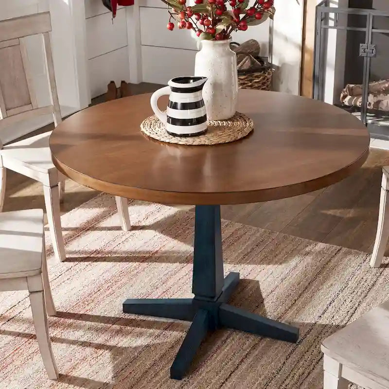 Table à manger ronde bicolore