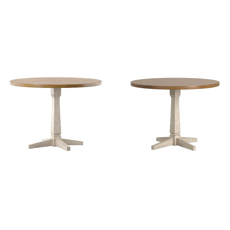 Table à manger ronde bicolore