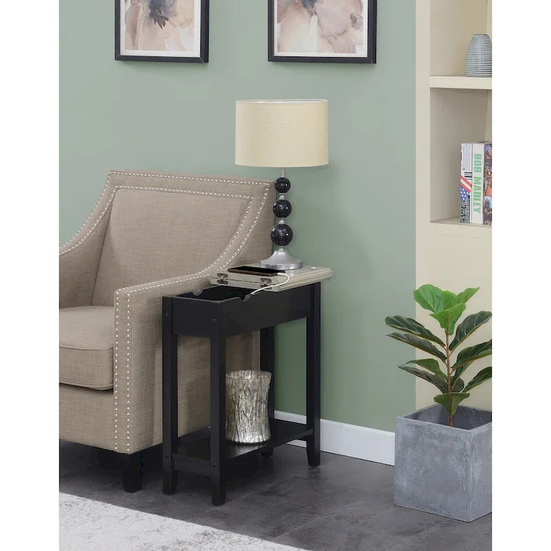 Table d'appoint relevable avec station de charge et étagère
