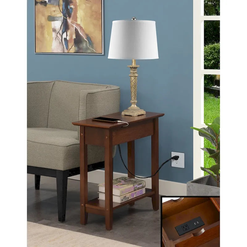 Table d'appoint relevable avec station de charge et étagère