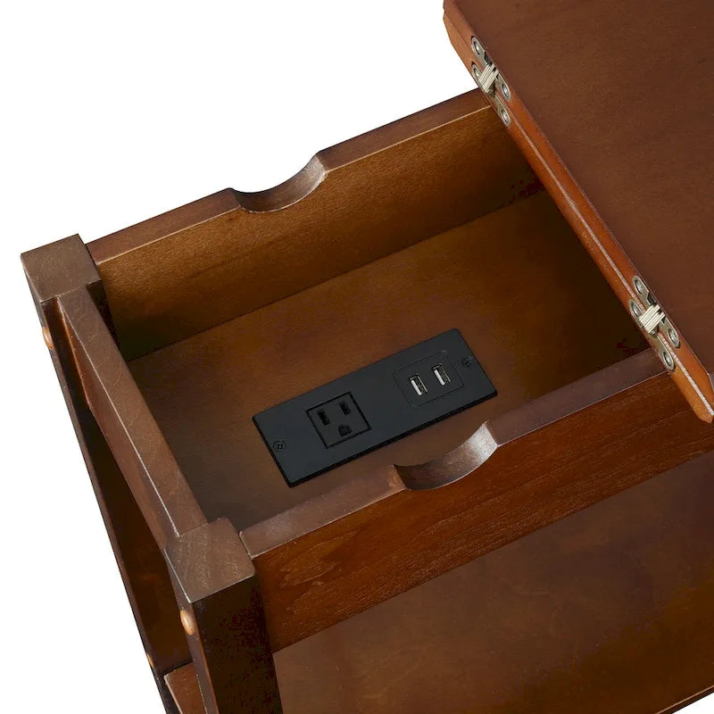 Table d'appoint relevable avec station de charge et étagère