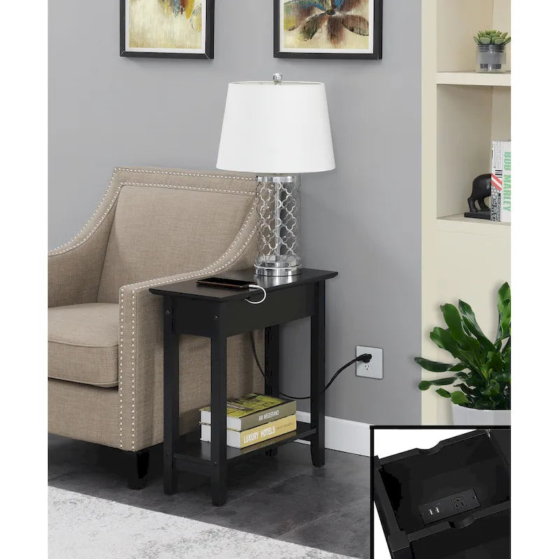 Table d'appoint relevable avec station de charge et étagère