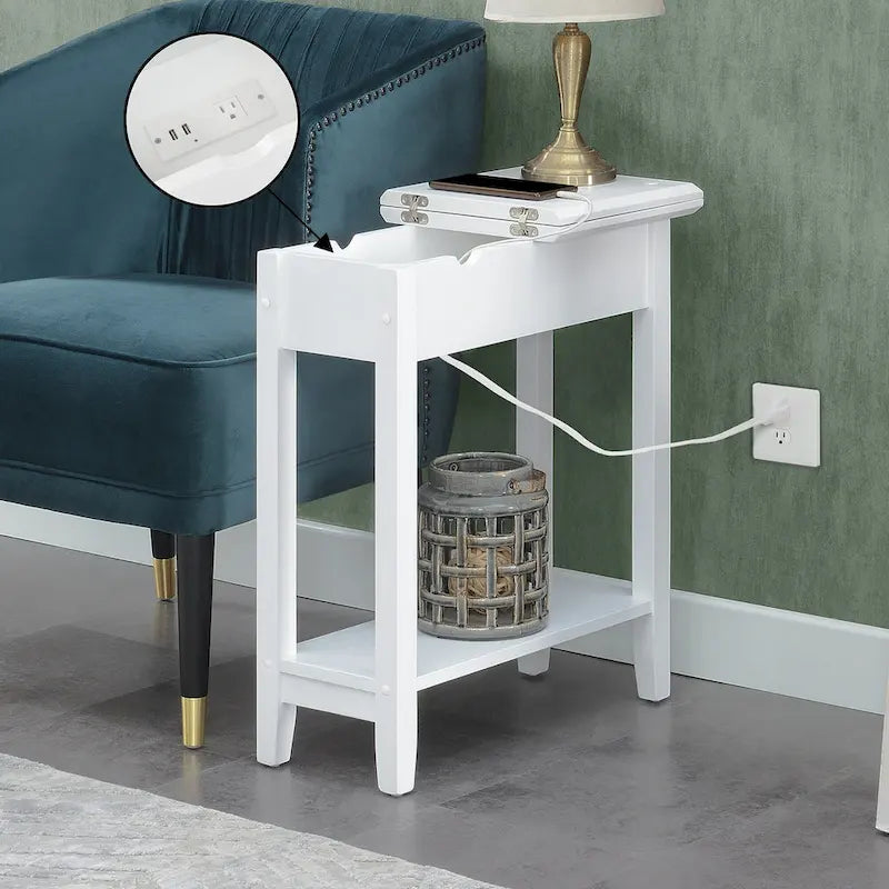 Table d'appoint relevable avec station de charge et étagère