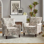 Fauteuil capitonné floral moderne avec dossier à oreilles