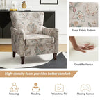 Fauteuil capitonné floral moderne avec dossier à oreilles