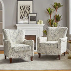 Fauteuil capitonné floral moderne avec dossier à oreilles