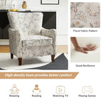 Fauteuil capitonné floral moderne avec dossier à oreilles