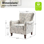Fauteuil capitonné floral moderne avec dossier à oreilles