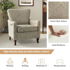Fauteuil capitonné floral moderne avec dossier à oreilles