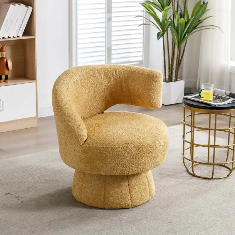 Fauteuils pivotants à 360° en tissu bouclé, avec assise large et rembourrée
