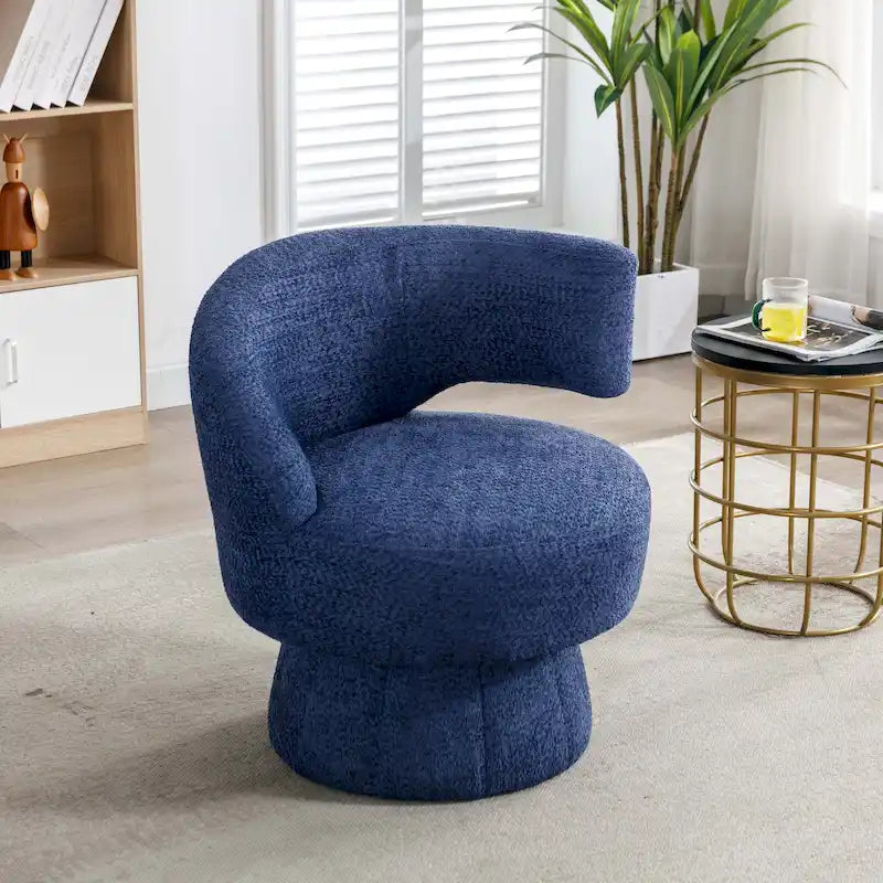 Fauteuils pivotants à 360° en tissu bouclé, avec assise large et rembourrée