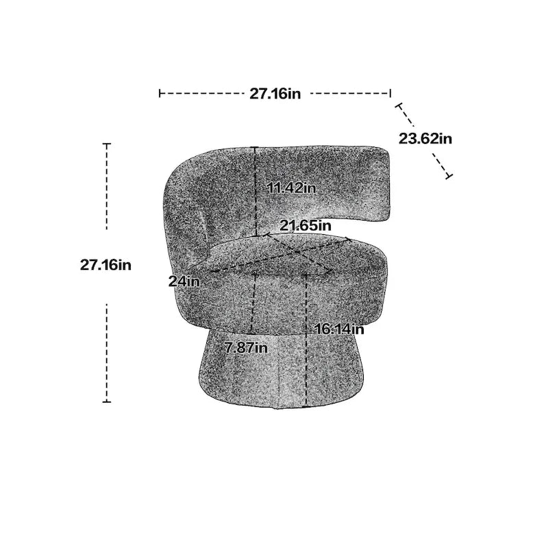 Fauteuils pivotants à 360° en tissu bouclé, avec assise large et rembourrée