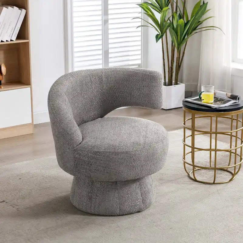 Fauteuils pivotants à 360° en tissu bouclé, avec assise large et rembourrée