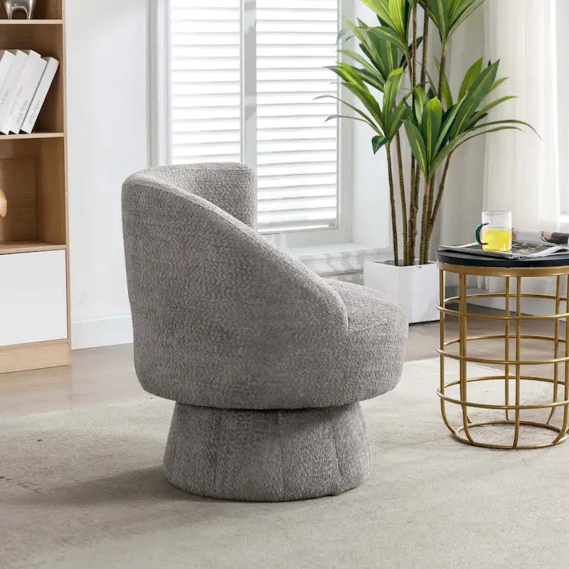 Fauteuils pivotants à 360° en tissu bouclé, avec assise large et rembourrée