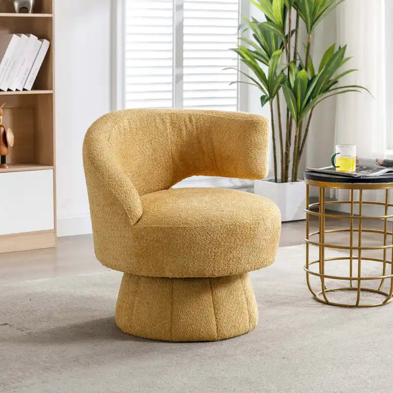 Fauteuils pivotants à 360° en tissu bouclé, avec assise large et rembourrée