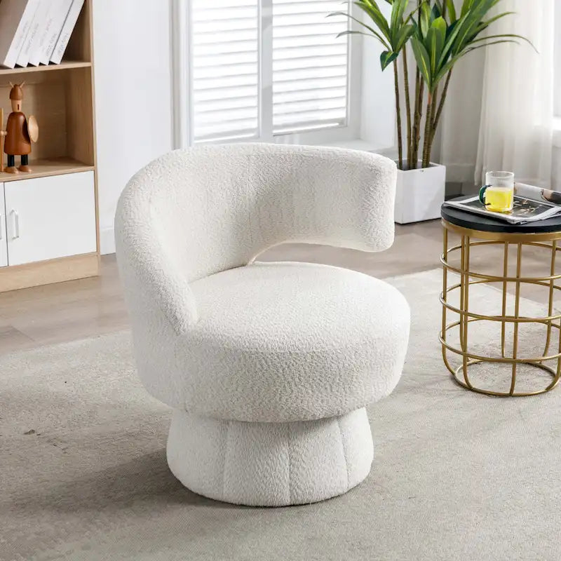 Fauteuils pivotants à 360° en tissu bouclé, avec assise large et rembourrée