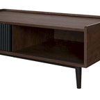 Table basse moderne nervurée avec tiroir et étagère