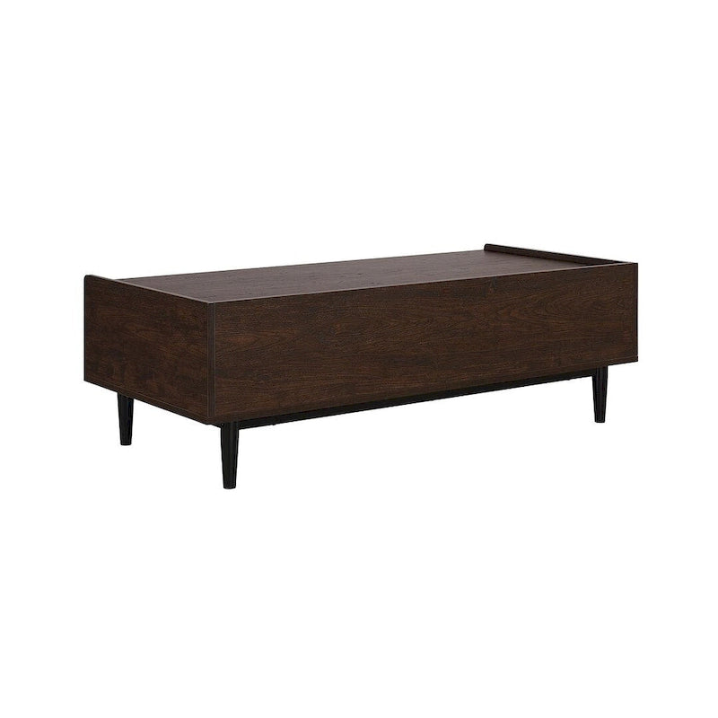 Table basse moderne nervurée avec tiroir et étagère