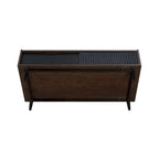 Table basse moderne nervurée avec tiroir et étagère