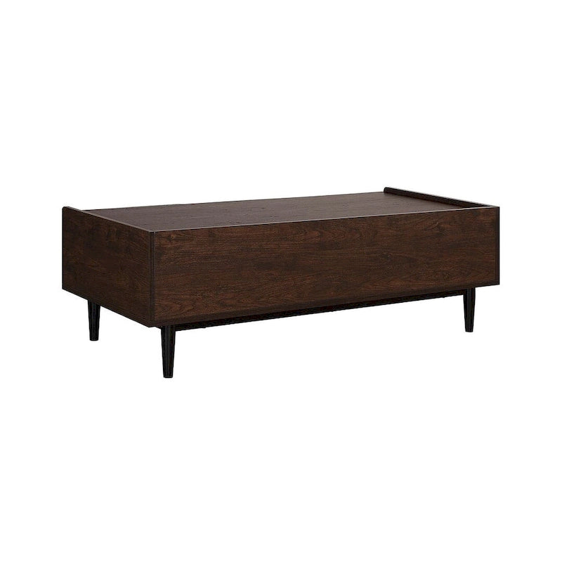 Table basse moderne nervurée avec tiroir et étagère