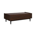 Table basse moderne nervurée avec tiroir et étagère