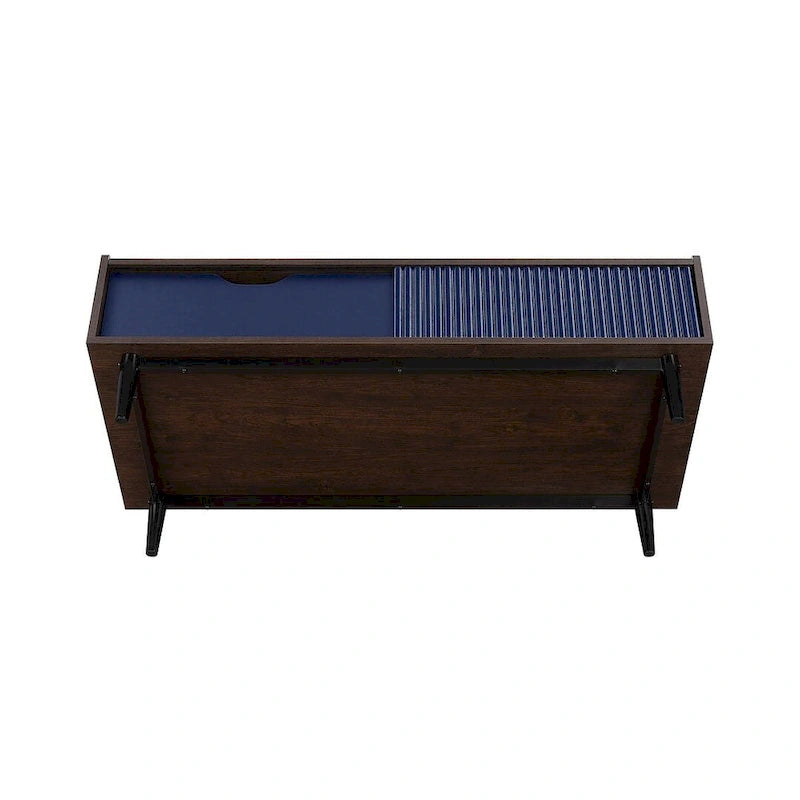 Table basse moderne nervurée avec tiroir et étagère
