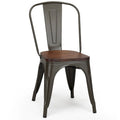 Chaise de salle à manger empilable de style bistrot avec cadre en métal et assise en bois
