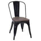 Chaise de salle à manger empilable de style bistrot avec cadre en métal et assise en bois