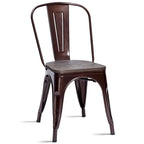 Chaise de salle à manger empilable de style bistrot avec cadre en métal et assise en bois