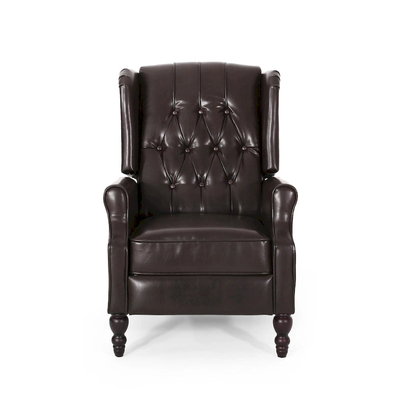 Fauteuil inclinable club en cuir reconstitué marron