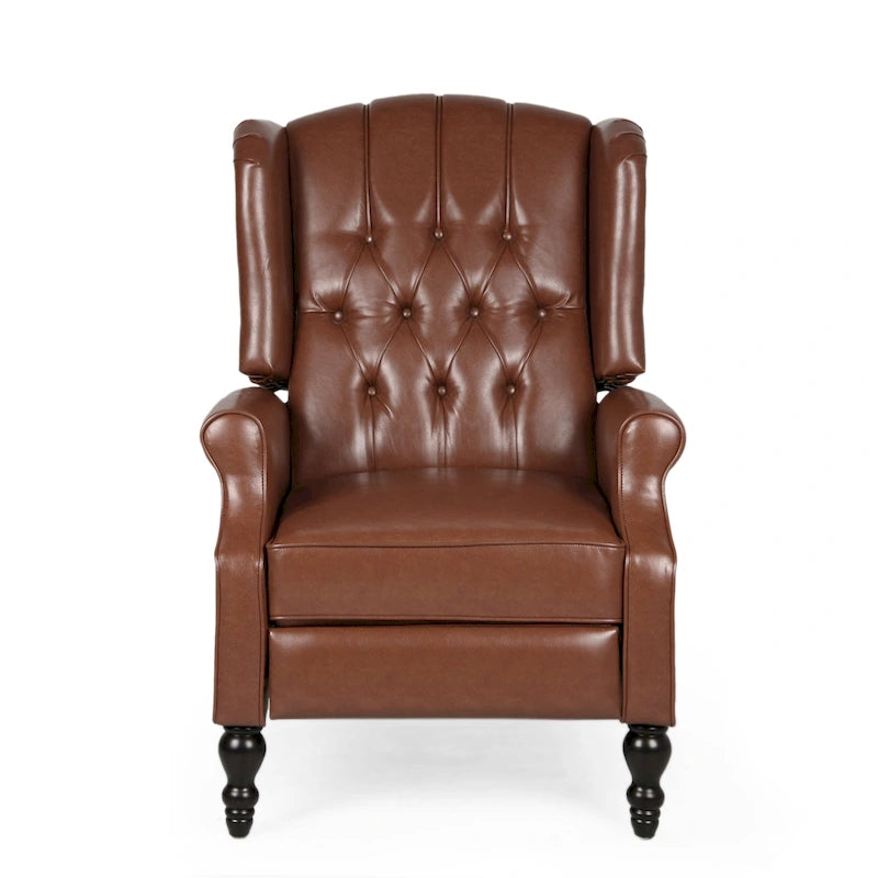Fauteuil inclinable club en cuir reconstitué marron