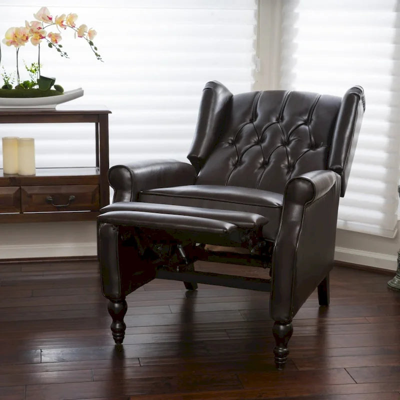 Fauteuil inclinable club en cuir reconstitué marron