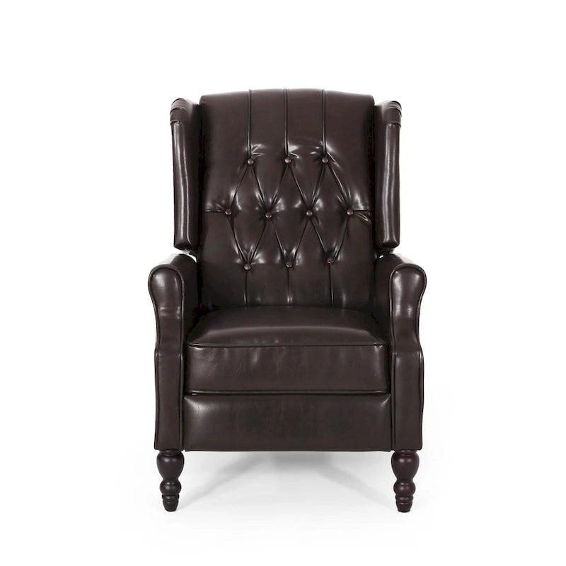 Fauteuil inclinable club en cuir reconstitué marron