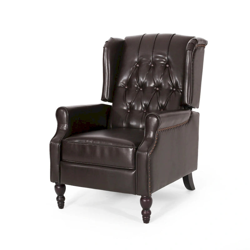 Fauteuil inclinable club en cuir reconstitué marron