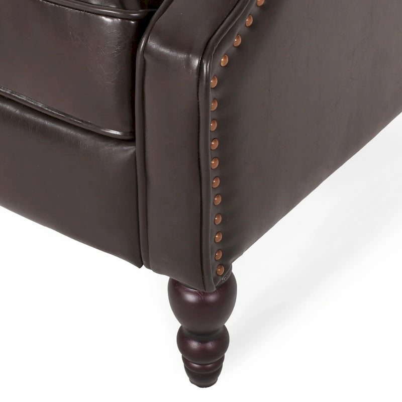 Fauteuil inclinable club en cuir reconstitué marron