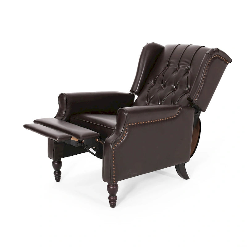 Fauteuil inclinable club en cuir reconstitué marron