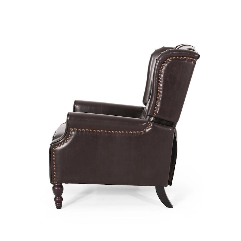 Fauteuil inclinable club en cuir reconstitué marron