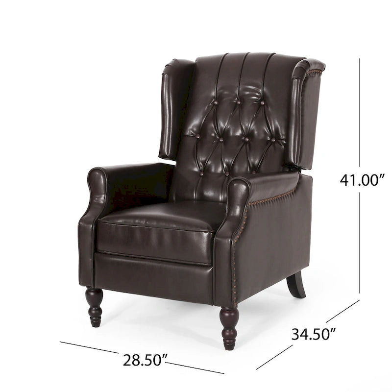 Fauteuil inclinable club en cuir reconstitué marron