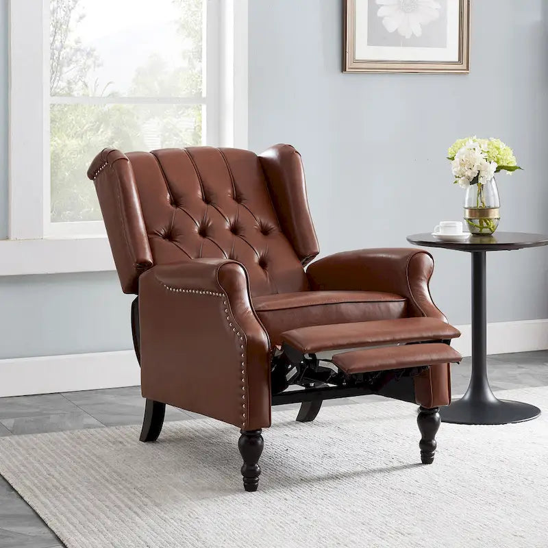 Fauteuil inclinable club en cuir reconstitué marron